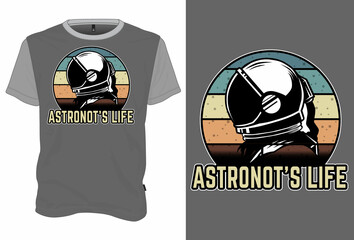 Wall Mural - Mock Up T-Shirt Astronaut's Life Retro Vintage Style