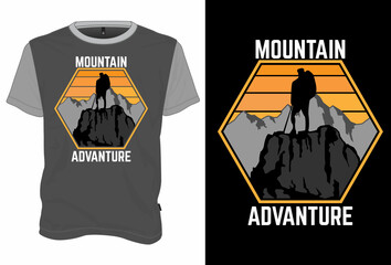 Wall Mural - Mock Up T-Shirt Mountain Adventure Retro Vintage Style