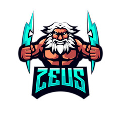 Wall Mural - Zeus athletic club vector logo concept isolated on white background. Modern sport team mascot badge design. Esports team logo template with greek god vector illustration