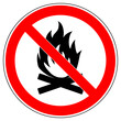 vsrr171 VectorSignRoundRed vsrr - german: Lagerfeuer verboten . english: prohibition sign . no campfire . no fire . vector sign . transparent . AI 10 / EPS 10 . g11236