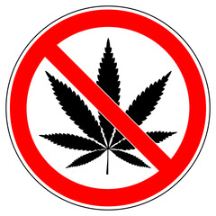 Canvas Print - vsrr132 VectorSignRoundRed vsrr - german: Drogen / Hanf verboten . english: prohibition sign . no drugs . cannabis leaves . hemp and marijuana . vector sign . transparent . AI 10 / EPS 10 . g11237
