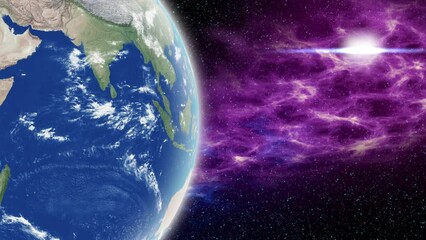 Wall Mural - planet earth rotation - computer generated animation. night to day change. realistic world globe rot