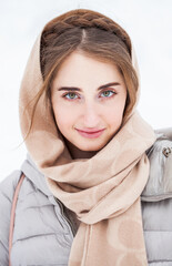 Wall Mural - Close up portrait of young beautiful woman