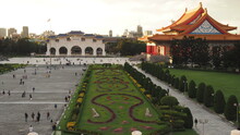 台北の中正紀念堂から自由広場、総統府、国家音楽ホールの展望