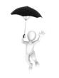 3d white man falls from the sky with an umbrella instead of a parachute