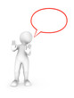 3d talking man with speech bubble refuses something. He says no.
