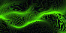Black Background And Waves Of Green Dots