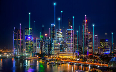 22nd May 2009, Singapore - Beautiful night view of Singapore financial district downtown