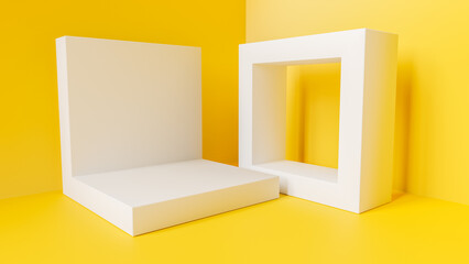Poster - Podium 3d model rendering. minimal concept.