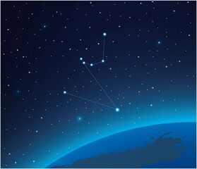 Wall Mural - constellation hydrus with planet in deep space