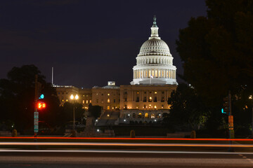 Poster - U.S. Capitol Building at night - Washington D.C. United States of America	