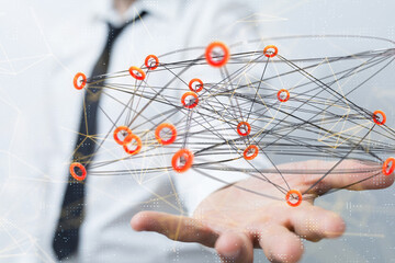 Digital technology background. Network connection dots and lines.