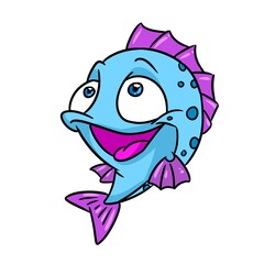 Wall Mural - Beautiful blue fish animal illustration cartoon character isolated