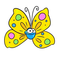 Wall Mural - Little beautiful yellow butterfly insect animal illustration cartoon character isolated