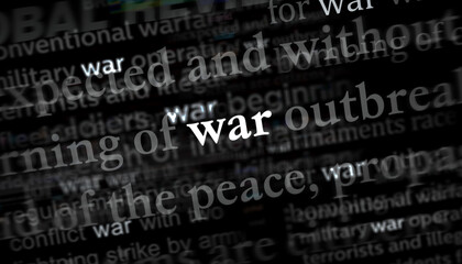 Headline titles media with war 3d illustration