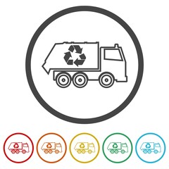 Poster - Recycling truck ring icon, color set