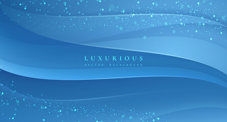 Poster - Elegant blue background with wavy gradient shape.