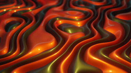 Poster - 3d rendering of a beautiful abstract background of dark and golden sinuous lines of different thickn