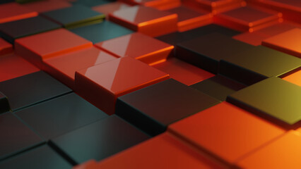 Poster - 3d rendering of a beautiful abstract background of dark and golden squares of different sizes . abst