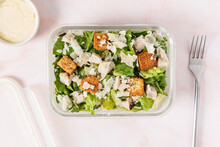 Caesar Salad With Chicken Croutons And Cheese