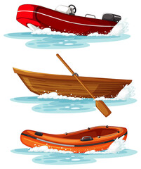 Wall Mural - Set of different kinds of boats and ships isolated