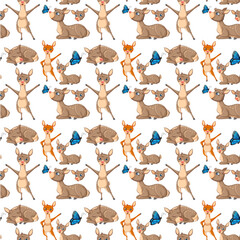 Sticker - Funny deer on white background seamless