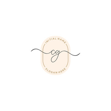 C G CG Initial handwriting logo template vector
