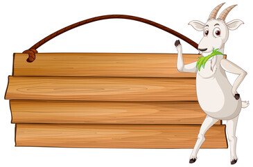 Wall Mural - Isolated wooden banner with goat