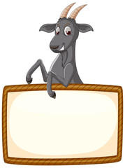 Wall Mural - Isolated wooden banner with goat