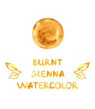 Burnt Sienna Circle Ball Background Watercolor Hand-draw Close-up Isolated On White. Aquarelle Splashes Border Frame Flyer Highlights Cover Card Booklet Packaging Label Textile Scrapbook Wrapper PR101