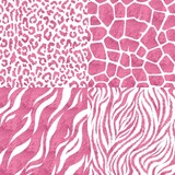 Fototapeta Łazienka - Set of seamless patterns with animal prints. Metallic pink vector illustration