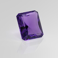 amethyst gemstone radiant 3D render