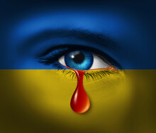Ukrainian Tragedy Peace Crisis As A Sad Geopolitical Conflict Clash Between The Ukraine And Russia As A European Security Tragic Political Dispute And Tears For The Pain Of War