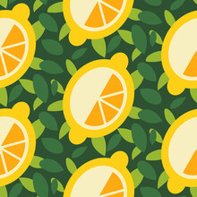 Seamless Pattern Lemon Orange Fruit Creative Design Background Vector Illustration