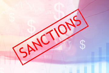 Wall Mural - sanctions against Russia, disabling the swift system of transfers of international payments, the fall of investment stock markets, the economic crisis