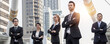 © khwanchai - posing with crossed arms, businesspeople headed with boss, smart leader in front