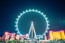 Las Vegas,nevada,usa. 05-30-17: High Roller ,big Ferris Wheel, Stands Tall 550-foot And Has A Diameter Of 520-foot.