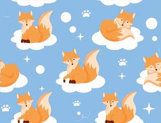  Seamless pattern with foxes