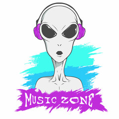Wall Mural - music zone. alien music fan
