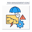 Risks consequences color icon. Potential, unpredictable, unmeasurable and uncontrollable outcome. Business concept. Isolated vector illustration