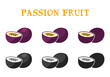 Set of Passion fruit vector.