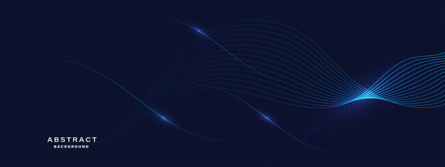 Abstract blue background with flowing lines. Dynamic waves. vector illustration.	
