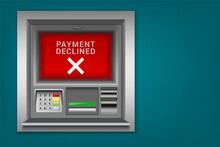 No Cash At ATM Declined Payment Vector