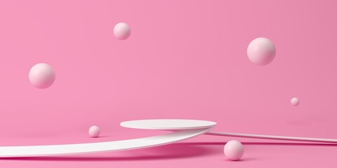 Poster - abstract background, mock up scene with podium geometry shape for product display. 3d rendering