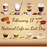 Postcard 17 February National Cafe au Lait Day