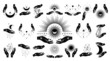 © Diana Kovach - Hand drawn set of mystical woman hands with Sun, Moon, eye, diamond, star in line art. Spiritual symbol celestial space. Magic talisman, antique style, boho, tattoo, logo. Vector isolated on white