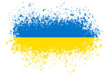 Fototapeta  - Ukrainische Flagge in Sprüheffekt, symbolische Fahne