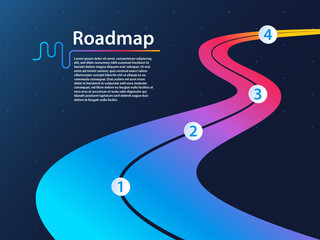 Wall Mural - Roadmap infographic as configurable dark template with milestones. Business presentation for project or business initiative timeline.