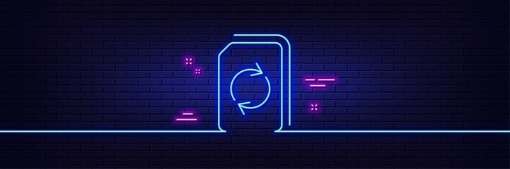 Aufkleber - neon light glow effect. update document line icon. refresh information file sign. paper page concept