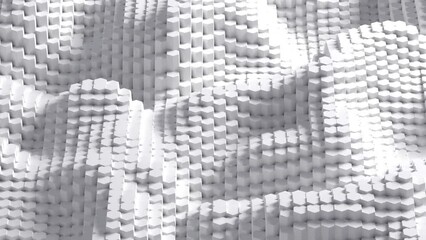 Wall Mural - Hexagons wall, line wave move. 3D rendering animation with space for text